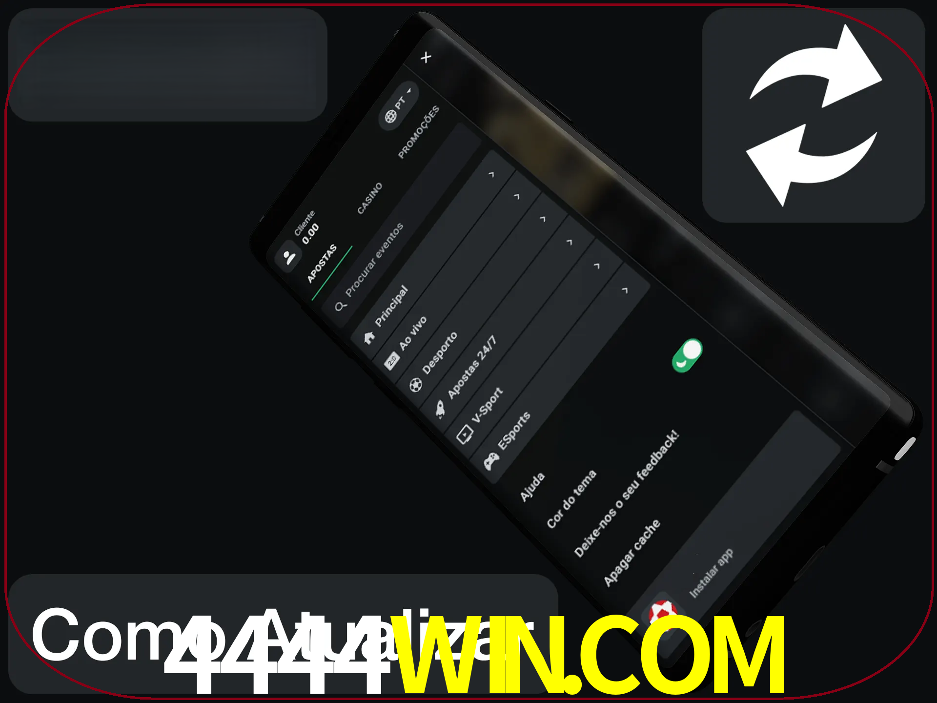 O aplicativo é atualizado automaticamente quando você faz o login.