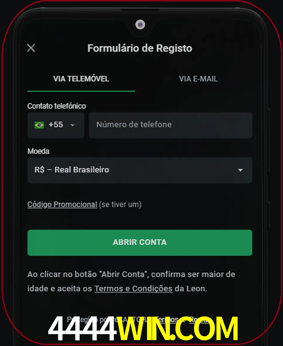Abra o aplicativo e inicie o processo de registro.